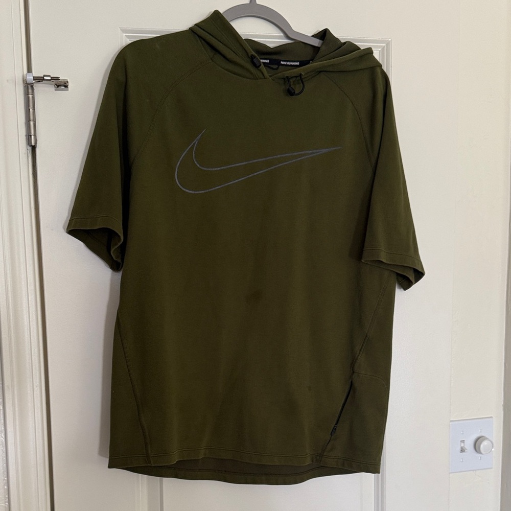 Nike Men's Olive Green T-Shirt Hoodie